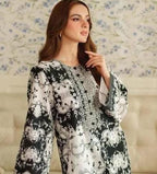 Elegant Black & White Floral Two-Piece Set