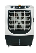 Portable air cooler with fan blades on a white background