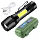 Flashlight with a battery pack on a black background
