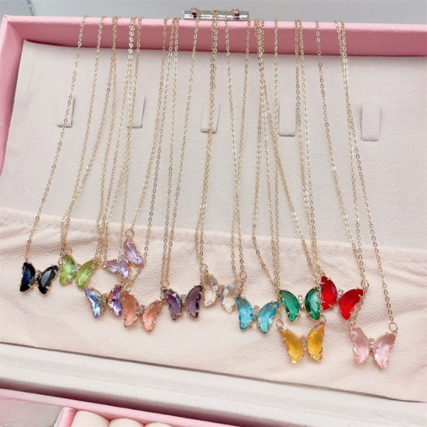 Crystal Butterfly Pendant Necklace for Women – Elegant Gold Chain Jewelry Gift with Delicate Butterfly Charm, Stylish Fashion Necklace for Daily Wear, Special Occasions, Birthdays & Anniversaries (AWT-108)