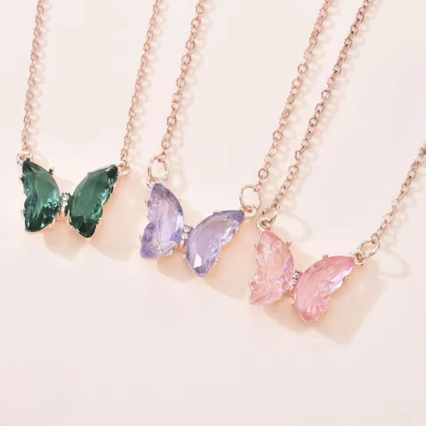 Crystal Butterfly Pendant Necklace for Women – Elegant Gold Chain Jewelry Gift with Delicate Butterfly Charm, Stylish Fashion Necklace for Daily Wear, Special Occasions, Birthdays & Anniversaries (AWT-108)