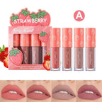 Dragon Ranee 3PCS Fruit Velvet Matte Waterproof Lipstick & Lip Gloss Set – Long-Lasting Strawberry Shade D6007, Smooth Hydrating Formula for Women & Girls, Perfect Gift for Parties, Events & Daily Use