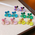 Flower Crystal Korean Earrings – Elegant Women’s Fashion Jewelry for Women and Girls in Multiple Colors (Black, Blue, Red, Yellow, Green, Sky Blue), Trendy Stylish Accessories for Parties & Gifts