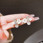 Flower Crystal Korean Earrings – Elegant Women’s Fashion Jewelry for Women and Girls in Multiple Colors (Black, Blue, Red, Yellow, Green, Sky Blue), Trendy Stylish Accessories for Parties & Gifts