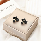 Flower Crystal Korean Earrings – Elegant Women’s Fashion Jewelry for Women and Girls in Multiple Colors (Black, Blue, Red, Yellow, Green, Sky Blue), Trendy Stylish Accessories for Parties & Gifts