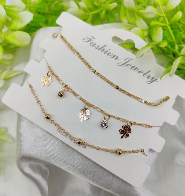 Imported Triple-Layered Adjustable Bracelet Set – Premium Quality Artificial Bracelets for Girls & Women, Stylish Jewelry for Daily Wear, Weddings, Parties & Every Occasion, Trendy Fashion Accessory