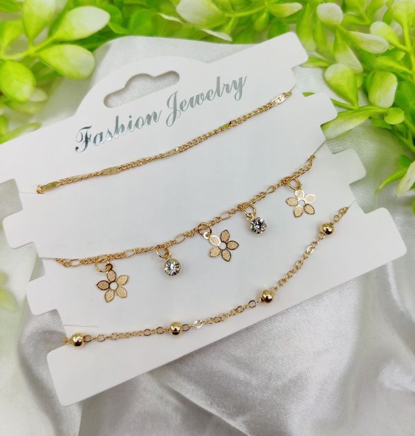 Imported Triple-Layered Adjustable Bracelet Set – Premium Quality Artificial Bracelets for Girls & Women, Stylish Jewelry for Daily Wear, Weddings, Parties & Every Occasion, Trendy Fashion Accessory