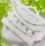 Imported Triple-Layered Adjustable Bracelet Set – Premium Quality Artificial Bracelets for Girls & Women, Stylish Jewelry for Daily Wear, Weddings, Parties & Every Occasion, Trendy Fashion Accessory