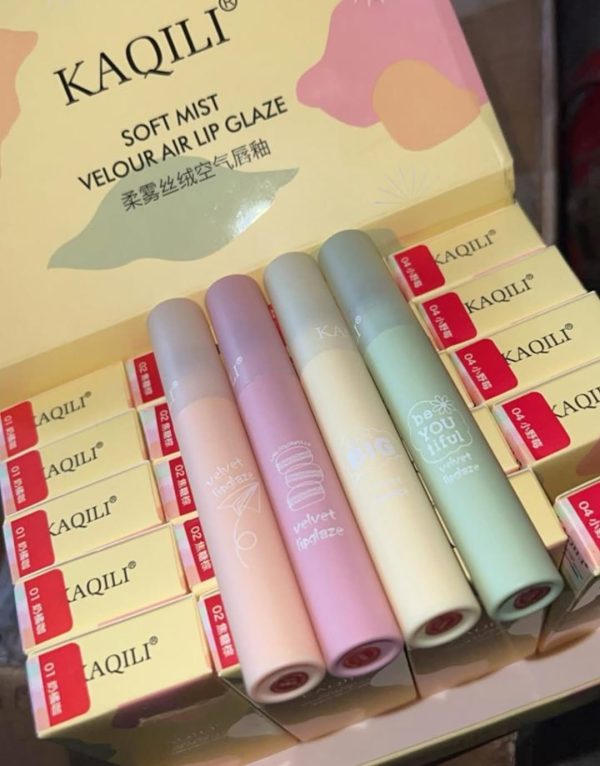 Kaqili Soft Mist Lipgloss – Velour Air Lip Glaze with Lightweight Matte Finish, Long-Lasting Hydration and Smooth Texture, Available in Multiple Shades (1, 2, 3, 4), Perfect for Daily Wear & Parties