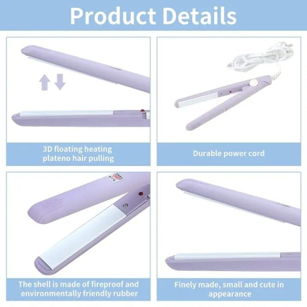 “Mini Hair Straightener – Lightweight & Portable Travel Styling Tool for Quick & Easy Hair Styling | Compact Flat Iron with Medium Heat Settings | High & Low Speed Control for Smooth & Shiny Hair